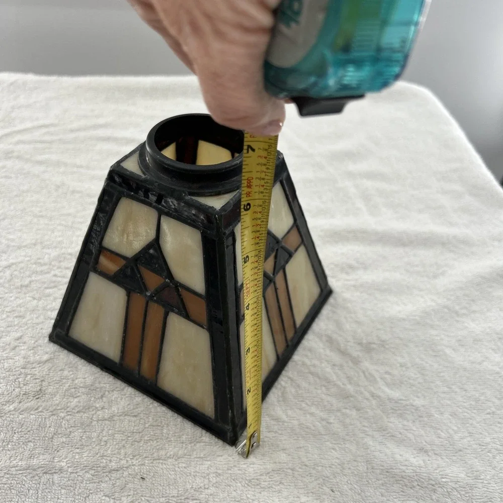 Tiffany Style Mission Stained Glass Ceiling Pendant Light Lamp Fixture Vintage